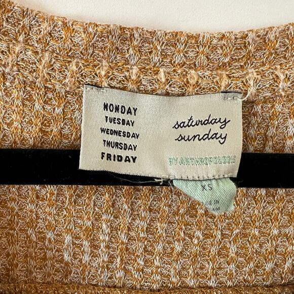 Anthropologie Saturday Sunday Wendy Ruffle Waffle Knit Thermal Top Womens XS - Picture 6 of 10